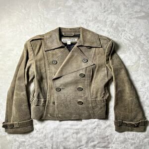 VTG Express Distressed Real Leather Moto Jacket Women's 8 Brown Biker Baddie